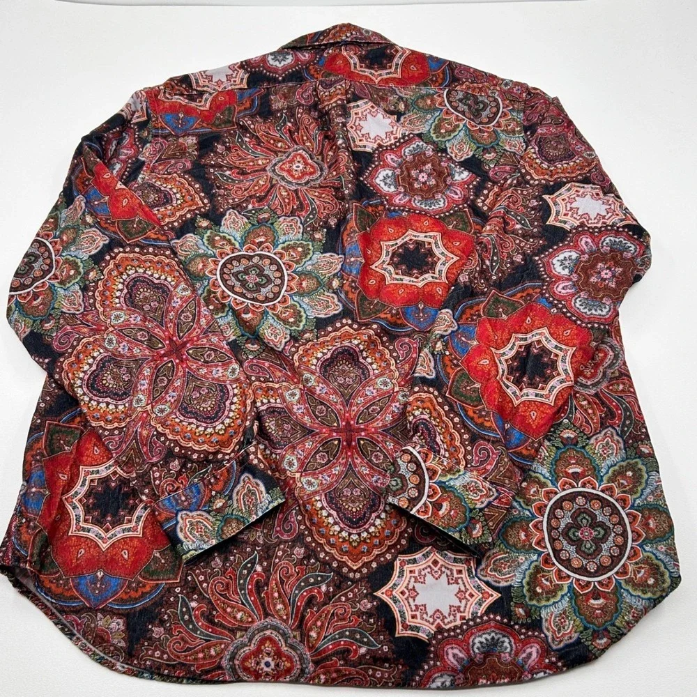 Banana Republic Shirt Mens XXL Tall Multicolor Paisley Corduroy Western Boho